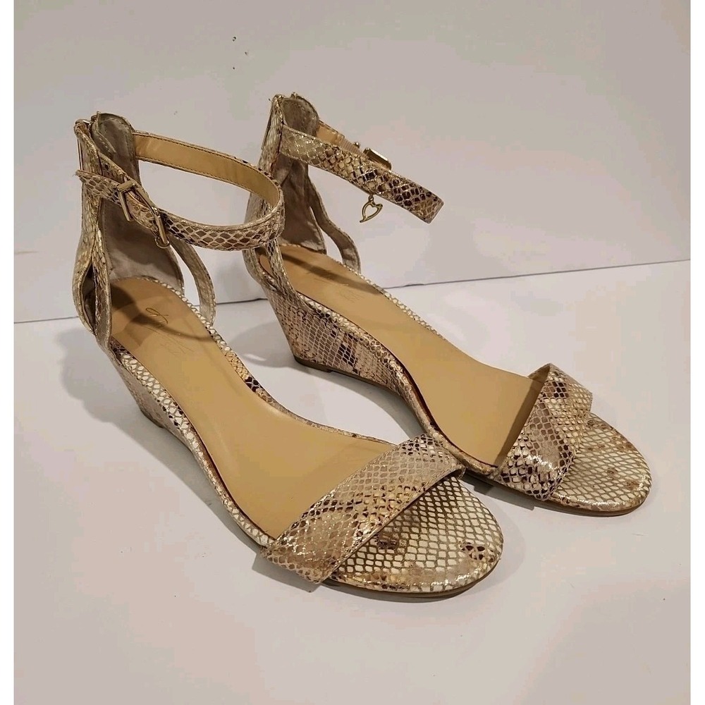 Thalia Sodi Womens Areyana Open Toe  Casual Platform Champagne Snake 8M